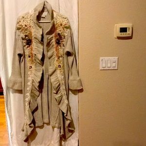 Phun Shirts Vintage lace and embroidered duster swing jacket